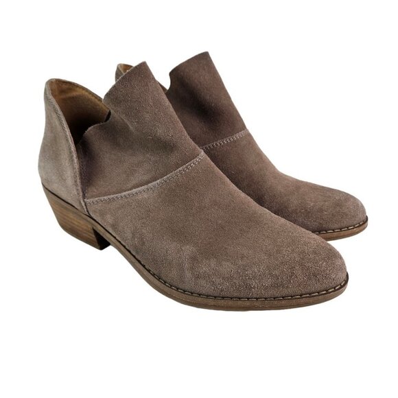 Lucky Brand Fahmida Tan Suede Pull On Ankle Boot 9 - Picture 1 of 10